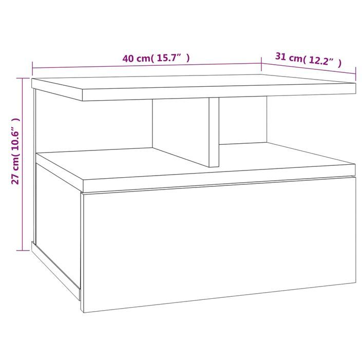 Tables de chevet flottantes 2 pcs Chêne marron Bois ingénierie - Photo n°9