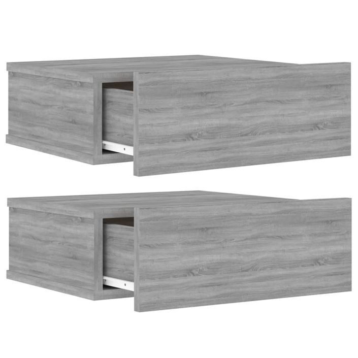 Tables de chevet flottantes 2 pcs Sonoma gris 40x30x15 cm - Photo n°6