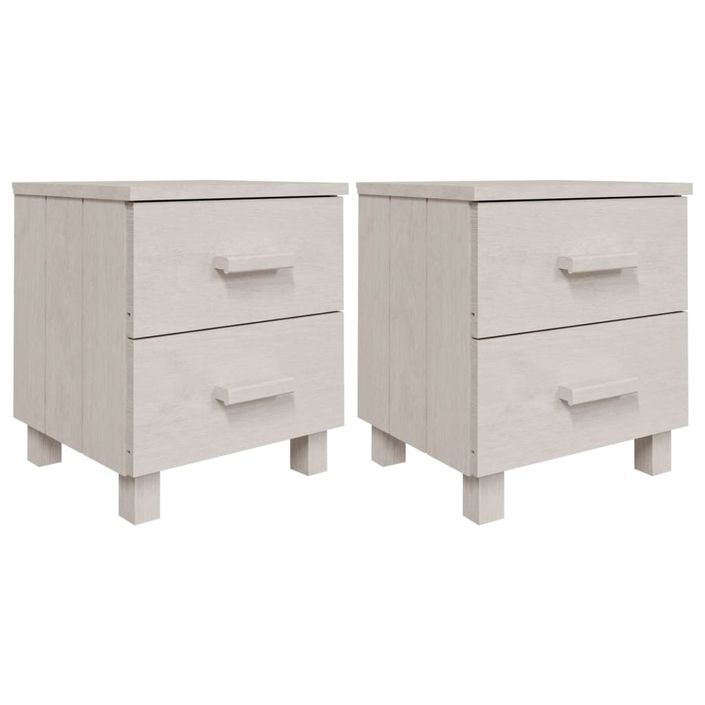 Tables de chevet HAMAR 2 pcs Blanc 40x35x44,5 cm Bois massif - Photo n°1