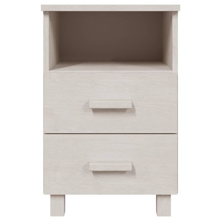 Tables de chevet HAMAR 2 pcs Blanc 40x35x62 cm Bois massif - Photo n°4