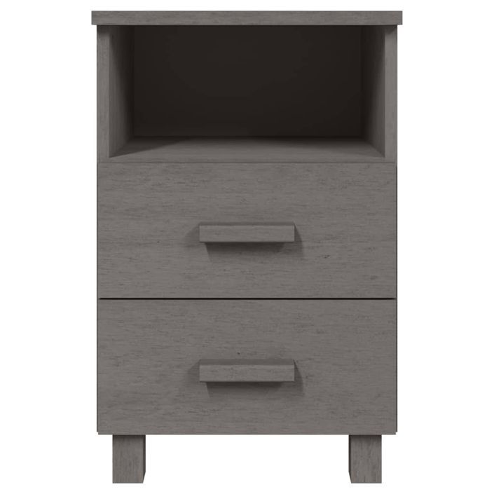 Tables de chevet HAMAR 2 pcs Gris clair 40x35x62 cm Bois massif - Photo n°4