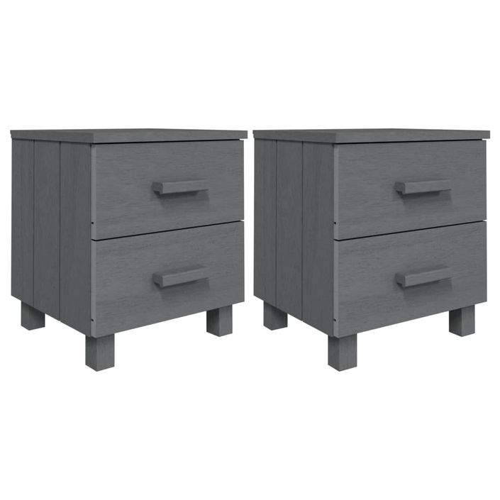 Tables de chevet HAMAR 2pcs Gris foncé 40x35x44,5cm Bois massif - Photo n°1