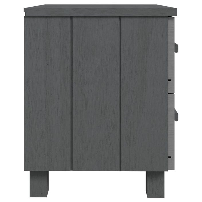 Tables de chevet HAMAR 2pcs Gris foncé 40x35x44,5cm Bois massif - Photo n°4