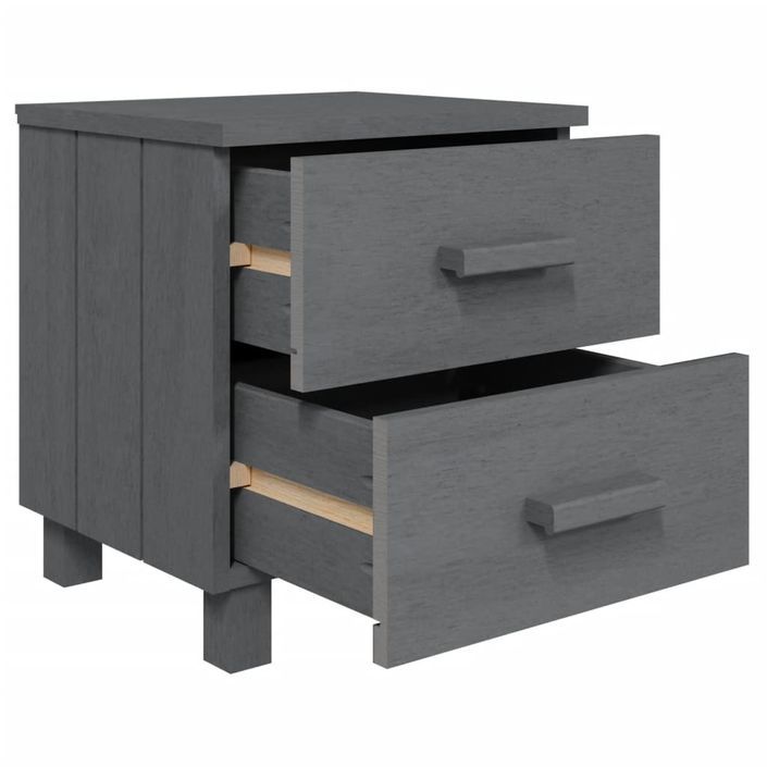 Tables de chevet HAMAR 2pcs Gris foncé 40x35x44,5cm Bois massif - Photo n°5