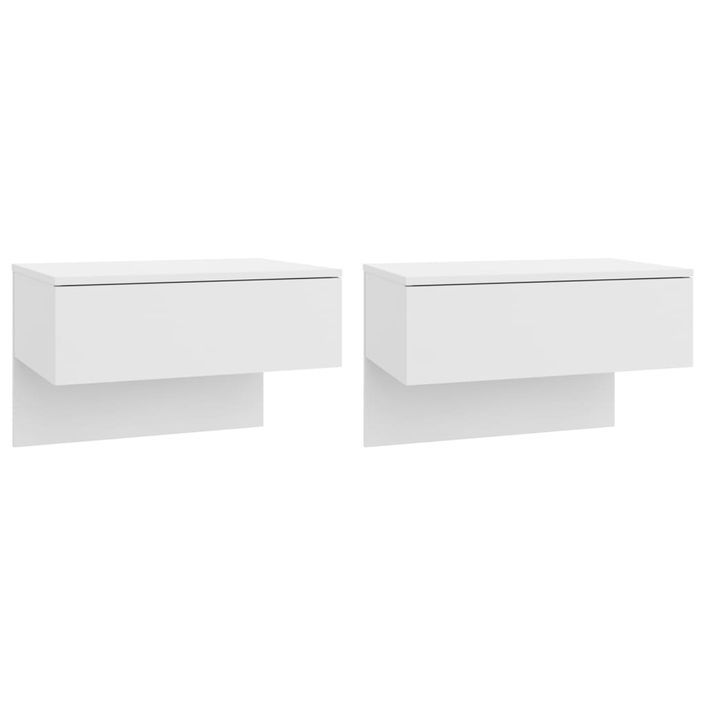 Tables de chevet murales 2 pcs Blanc - Photo n°2