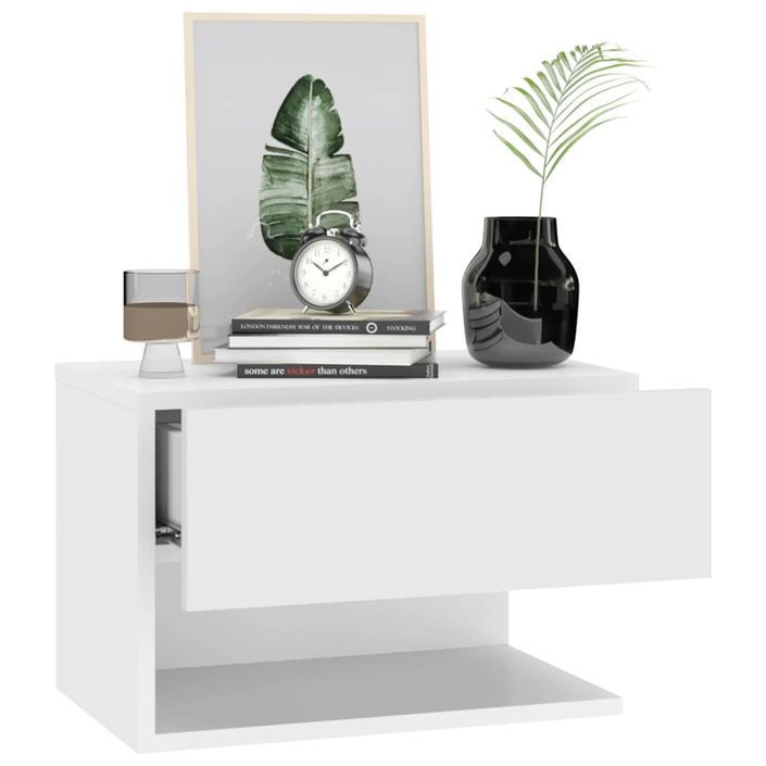 Tables de chevet murales 2 pcs Blanc - Photo n°4