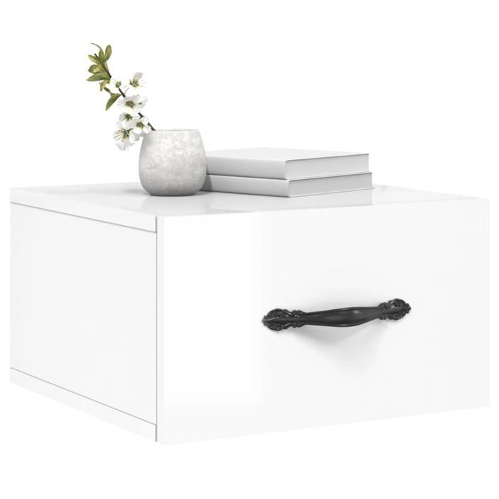 Tables de chevet murales 2 pcs blanc brillant 35x35x20 cm - Photo n°3