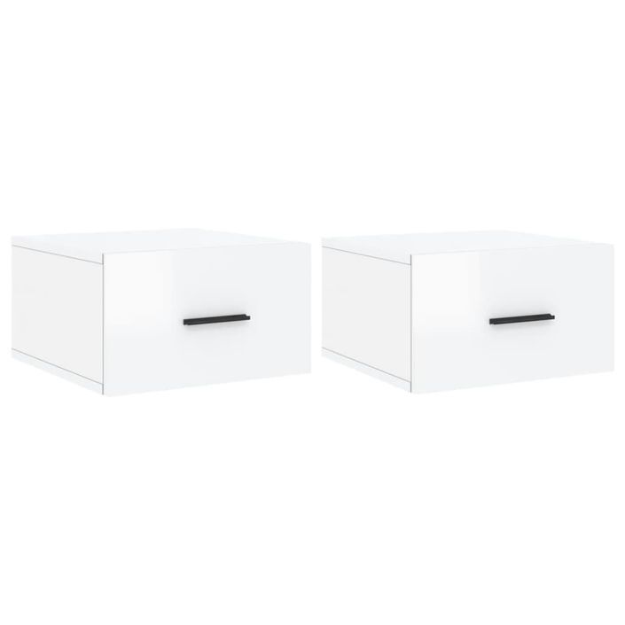 Tables de chevet murales 2 pcs blanc brillant 35x35x20 cm - Photo n°1