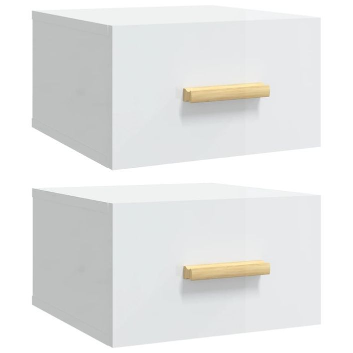 Tables de chevet murales 2 pcs blanc brillant 35x35x20 cm - Photo n°2