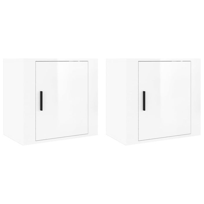 Tables de chevet murales 2 pcs Blanc brillant 50x30x47 cm - Photo n°2