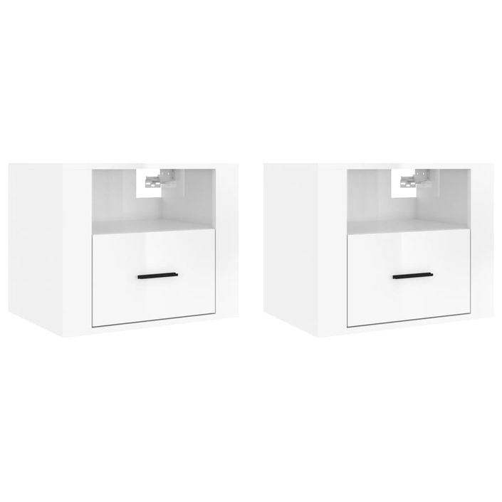 Tables de chevet murales 2 pcs Blanc brillant 50x36x40 cm - Photo n°2