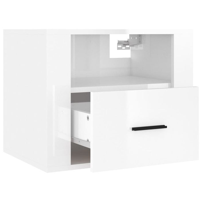 Tables de chevet murales 2 pcs Blanc brillant 50x36x40 cm - Photo n°7