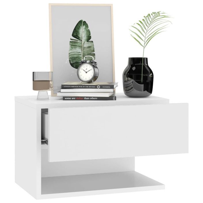 Tables de chevet murales 2 pcs Blanc brillant - Photo n°4