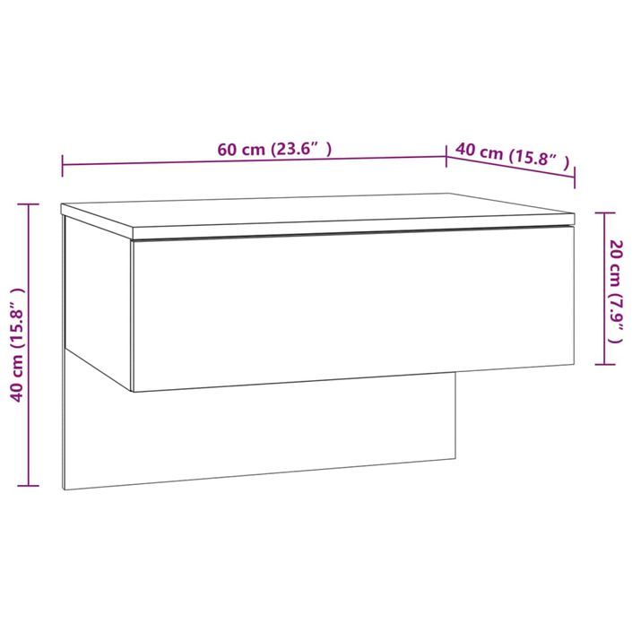 Tables de chevet murales 2 pcs Blanc brillant Bois d'ingénierie - Photo n°9