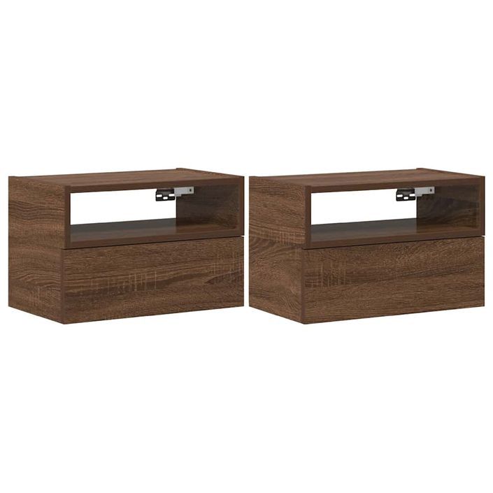 Tables de chevet murales 2 pcs Chêne marron 45x26x28,5 cm - Photo n°2