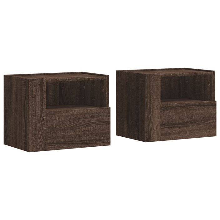 Tables de chevet murales 2 pcs chêne marron 45x30x35 cm - Photo n°2