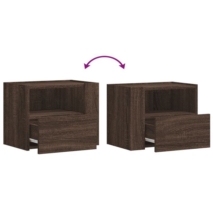 Tables de chevet murales 2 pcs chêne marron 45x30x35 cm - Photo n°9