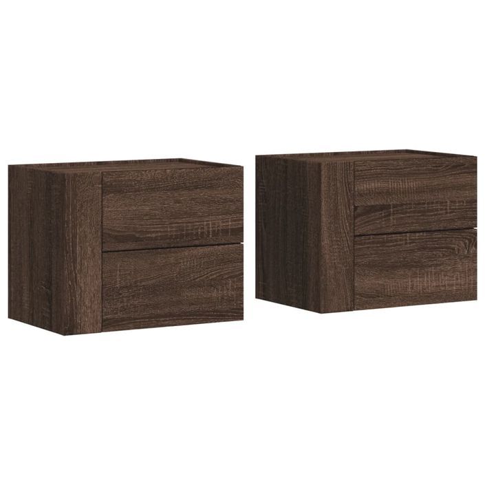 Tables de chevet murales 2 pcs chêne marron 45x30x35 cm - Photo n°2