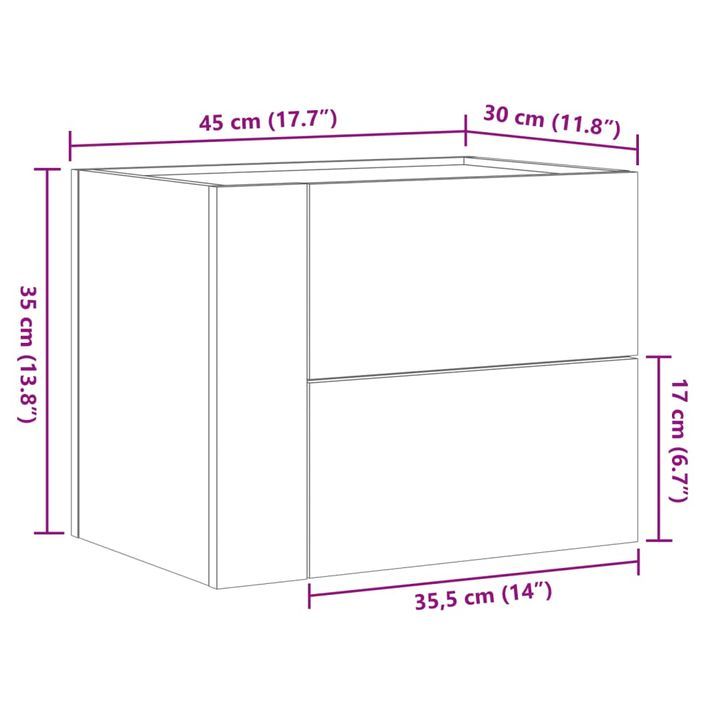 Tables de chevet murales 2 pcs chêne sonoma 45x30x35 cm - Photo n°12