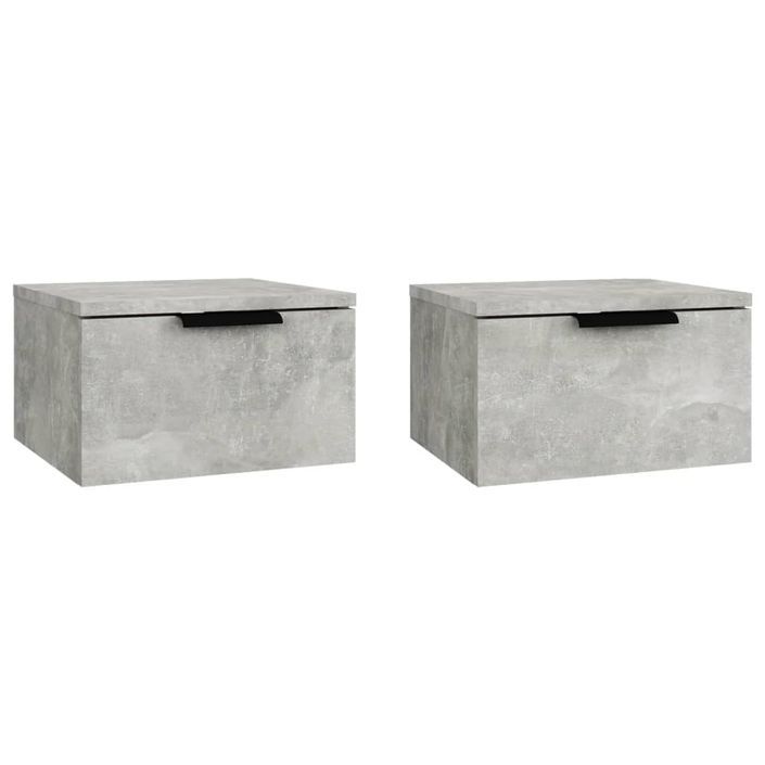 Tables de chevet murales 2 pcs Gris béton 34x30x20 cm - Photo n°2