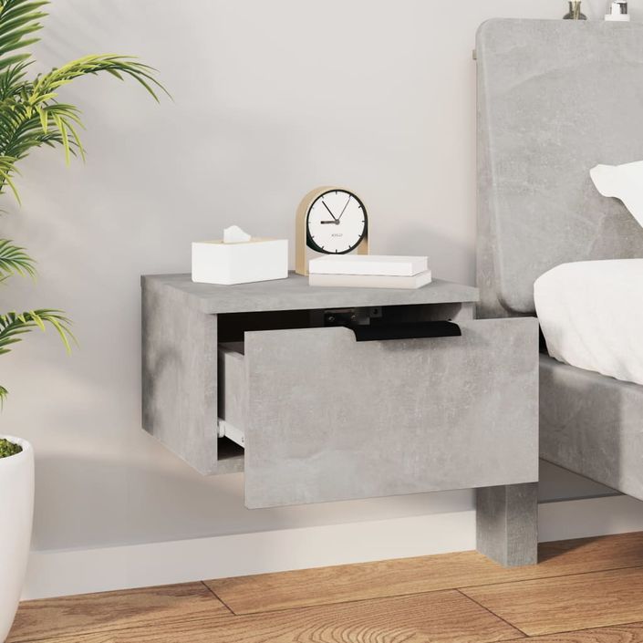 Tables de chevet murales 2 pcs Gris béton 34x30x20 cm - Photo n°9