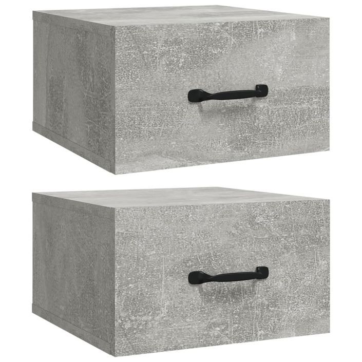 Tables de chevet murales 2 pcs Gris béton 35x35x20 cm - Photo n°1