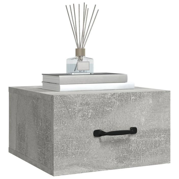 Tables de chevet murales 2 pcs Gris béton 35x35x20 cm - Photo n°4