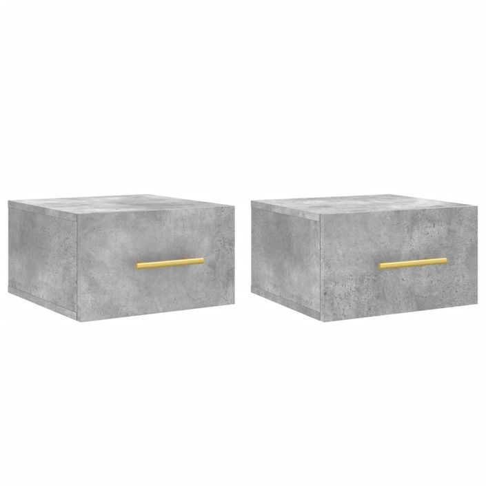 Tables de chevet murales 2 pcs gris béton 35x35x20 cm - Photo n°1