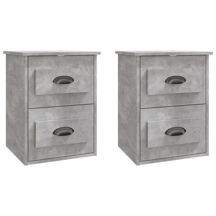 Tables de chevet murales 2 pcs gris béton 41,5x36x53 cm - Photo n°2