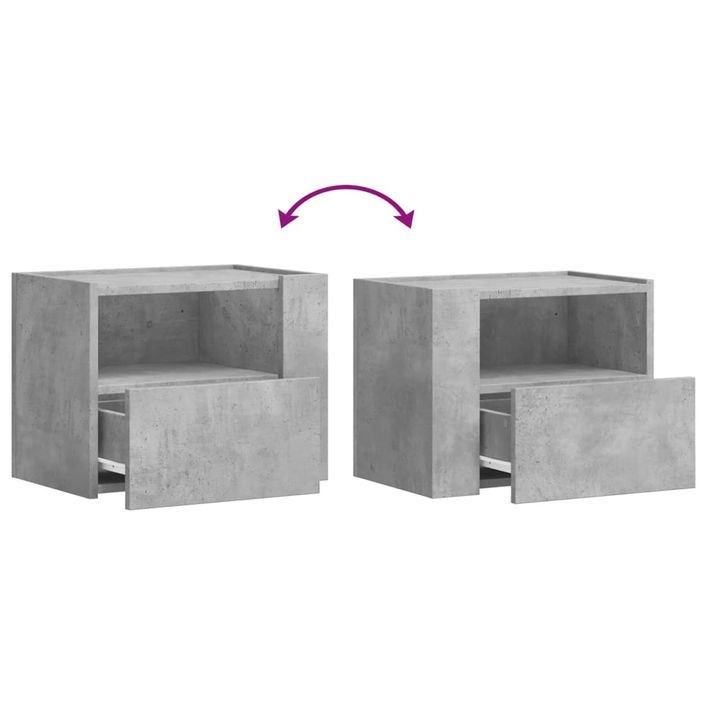 Tables de chevet murales 2 pcs gris béton 45x30x35 cm - Photo n°9