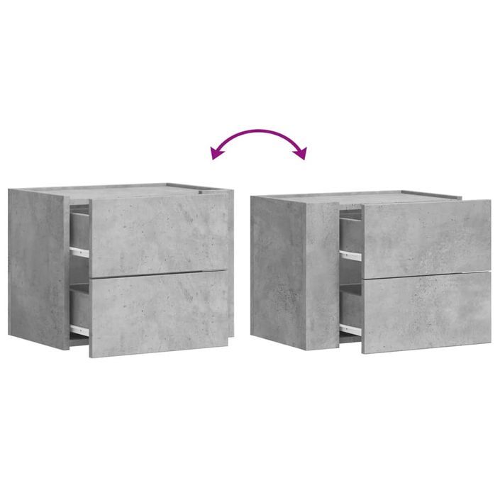 Tables de chevet murales 2 pcs gris béton 45x30x35 cm - Photo n°10