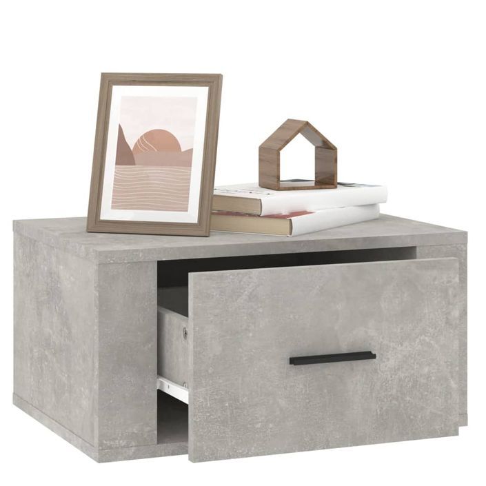 Tables de chevet murales 2 pcs Gris béton 50x36x25 cm - Photo n°5