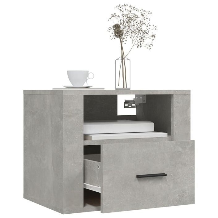 Tables de chevet murales 2 pcs Gris béton 50x36x40 cm - Photo n°4