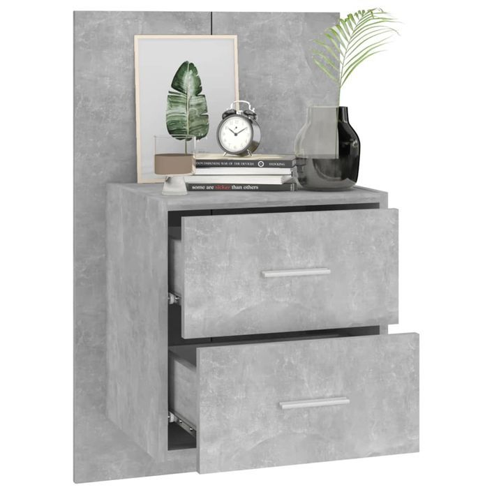 Tables de chevet murales 2 pcs Gris béton - Photo n°4