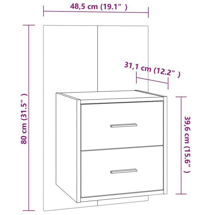 Tables de chevet murales 2 pcs Gris béton - Photo n°9