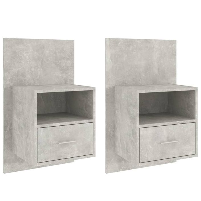 Tables de chevet murales 2 pcs Gris béton - Photo n°2