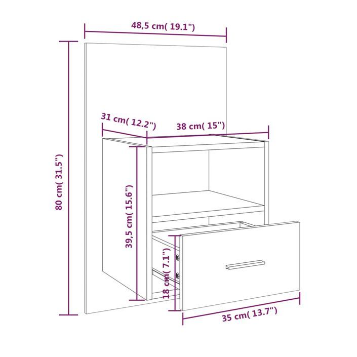 Tables de chevet murales 2 pcs Gris béton - Photo n°9