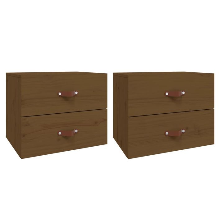 Tables de chevet murales 2 pcs Marron miel 50x36x40 cm - Photo n°2