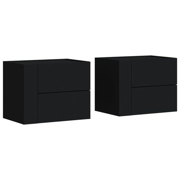 Tables de chevet murales 2 pcs noir 45x30x35 cm - Photo n°2