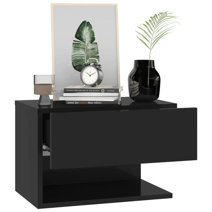 Tables de chevet murales 2 pcs Noir - Photo n°4