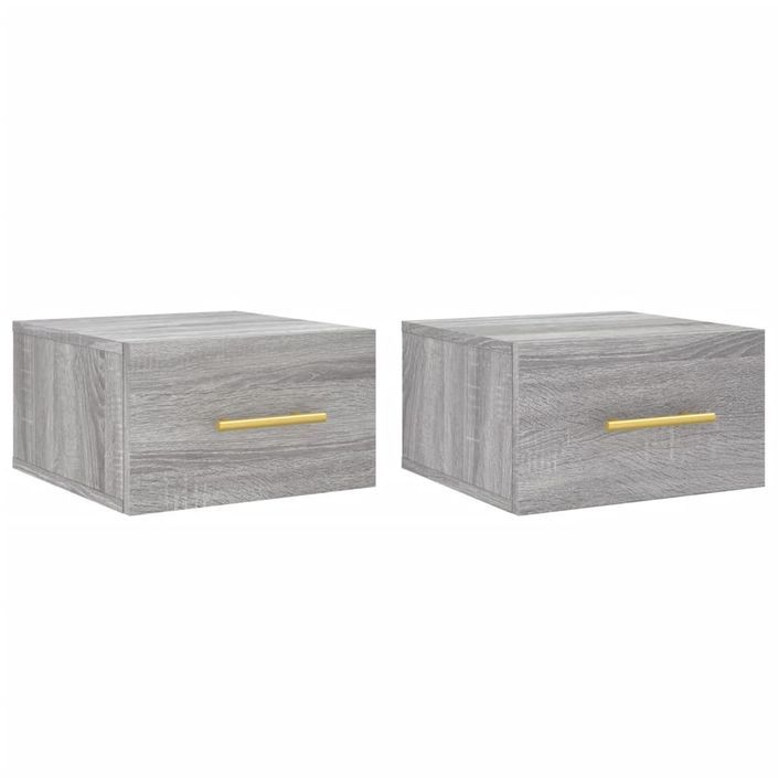 Tables de chevet murales 2 pcs sonoma gris 35x35x20 cm - Photo n°1