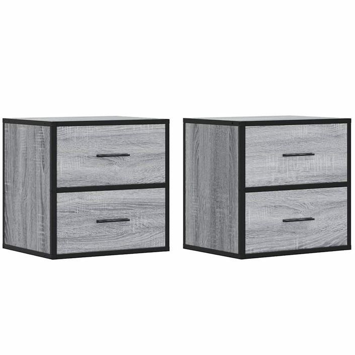 Tables de chevet murales 2 pcs sonoma gris 40x31x39,5 cm - Photo n°2