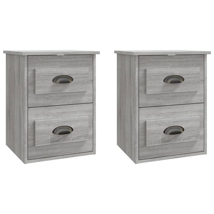 Tables de chevet murales 2 pcs sonoma gris 41,5x36x53 cm - Photo n°1