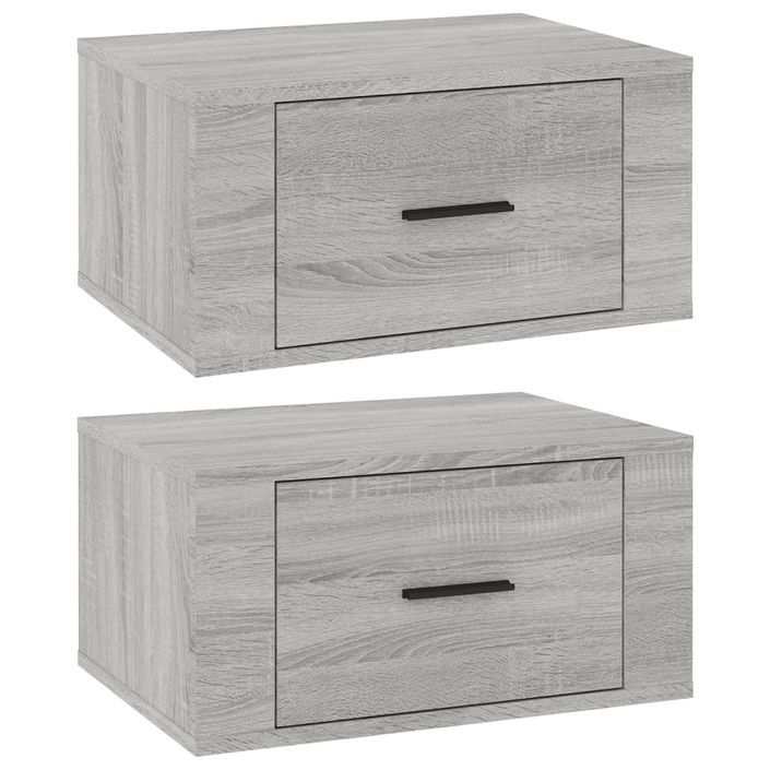 Tables de chevet murales 2 pcs Sonoma gris 50x36x25 cm - Photo n°2