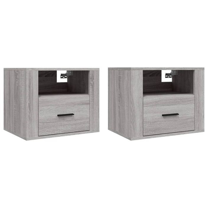 Tables de chevet murales 2 pcs Sonoma gris 50x36x40 cm - Photo n°2