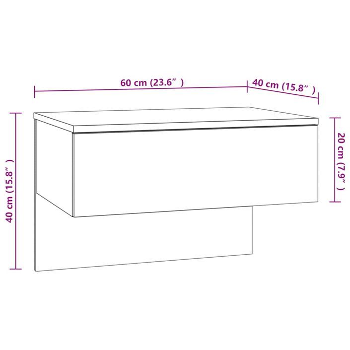 Tables de chevet murales 2 pcs Sonoma gris - Photo n°9