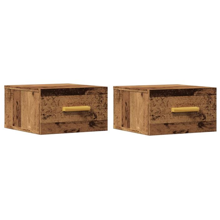 Tables de chevet murales 2 pcs vieux bois 35x35x20 cm - Photo n°2