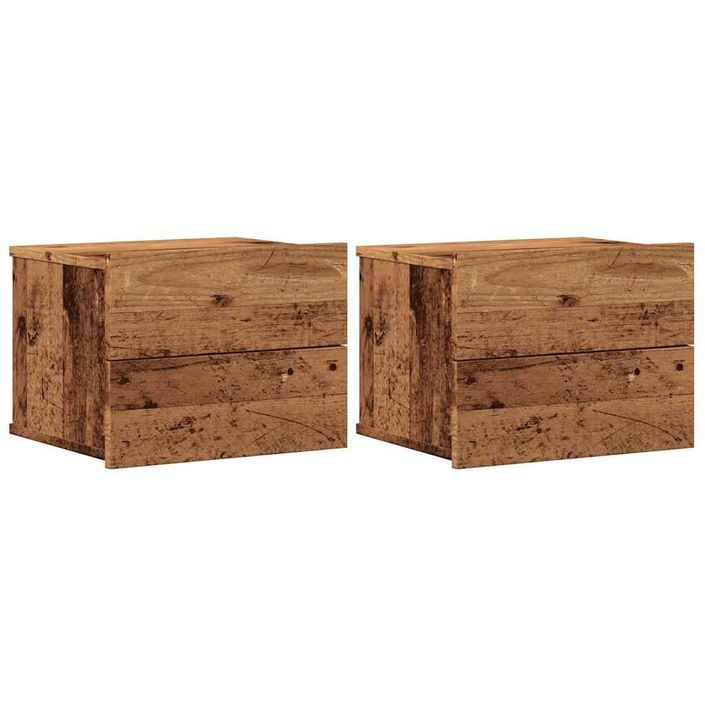 Tables de chevet murales 2 pcs vieux bois 40x32x30 cm - Photo n°2