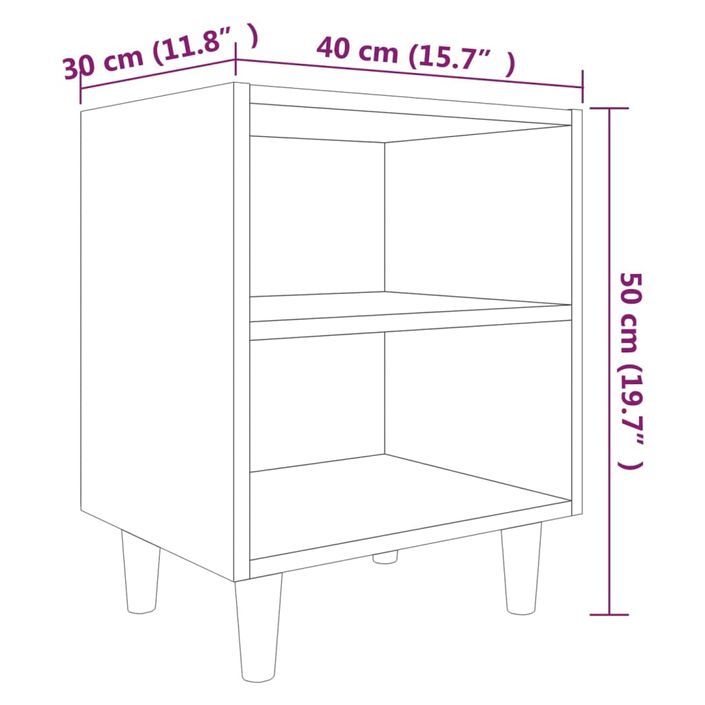 Tables de chevet pieds en bois 2 pcs Chêne marron 40x30x50 cm - Photo n°7