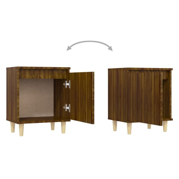 Tables de chevet pieds en bois 2 pcs Chêne marron 40x30x50 cm - Photo n°5